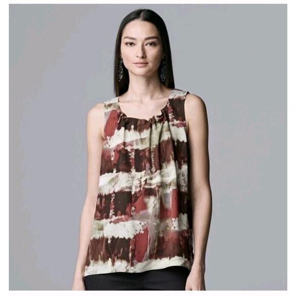 Simply Vera Wang Women's Size XXL 2XL Shirred Satin Shell Cami Tank Top Blouse - Picture 1 of 13